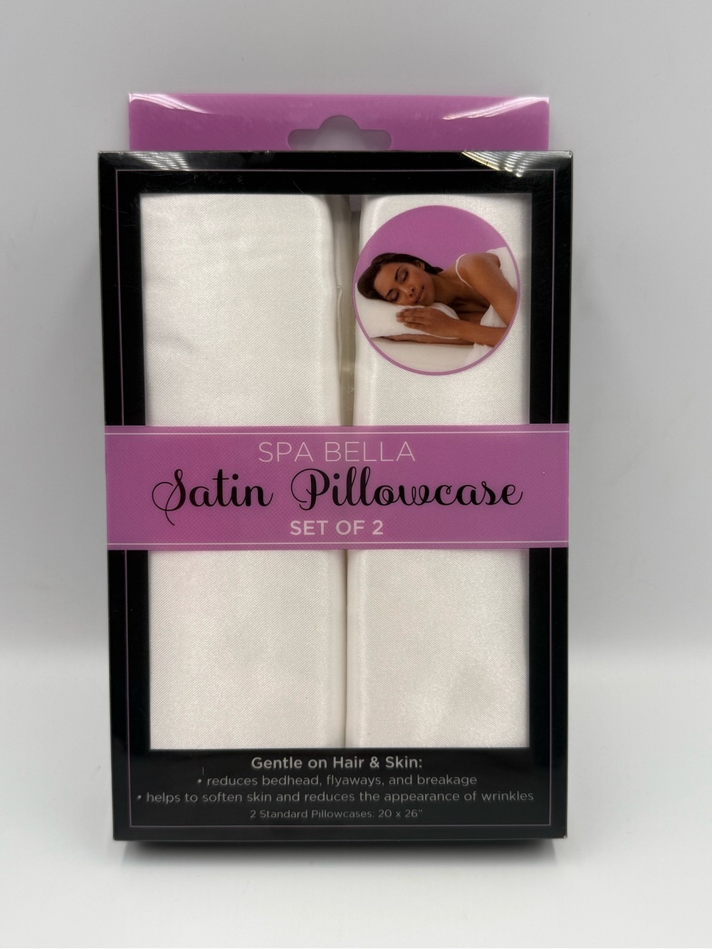 NEW Set of 2 Standard Size White Satin Pillowcases